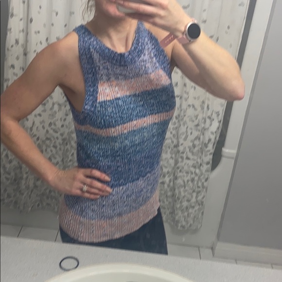 Gap striped knit blue and pink sweater tank - Picture 2 of 6